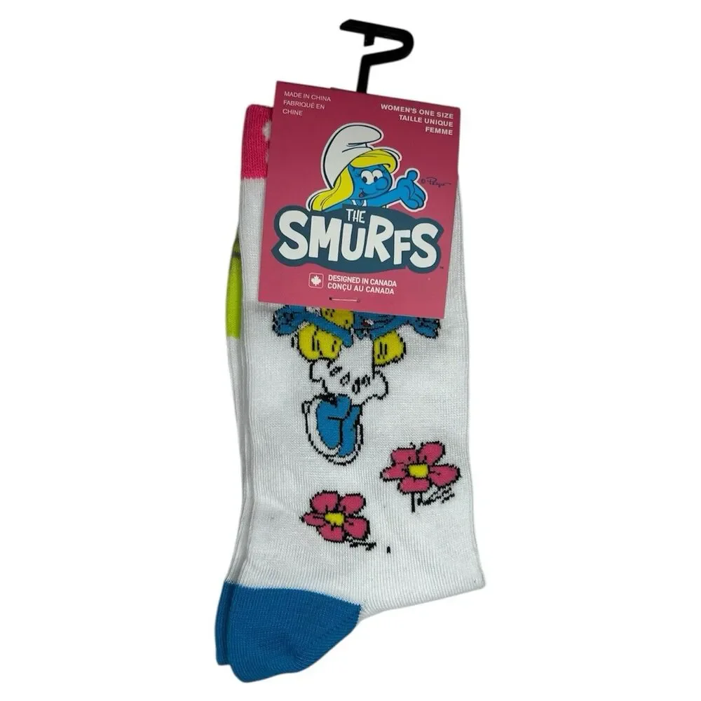 1x Smurf Novelty Crew Socks woman Set Size 6-9.5